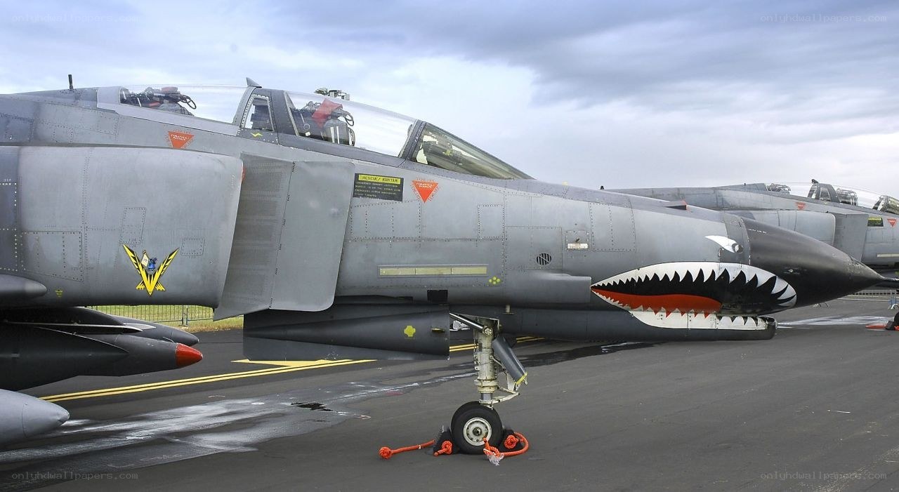 Fighter jet with shark mouth