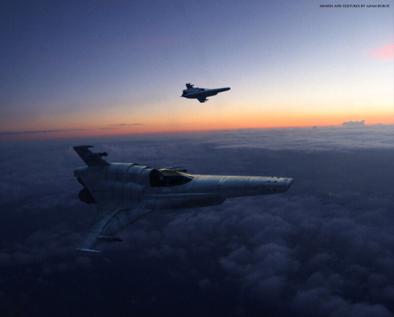 Fighter jets above clouds