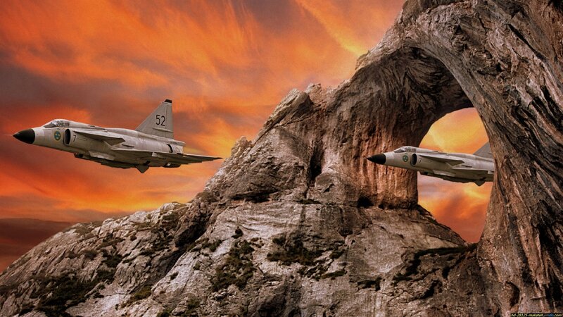 Fighter Jets Flying — Orange