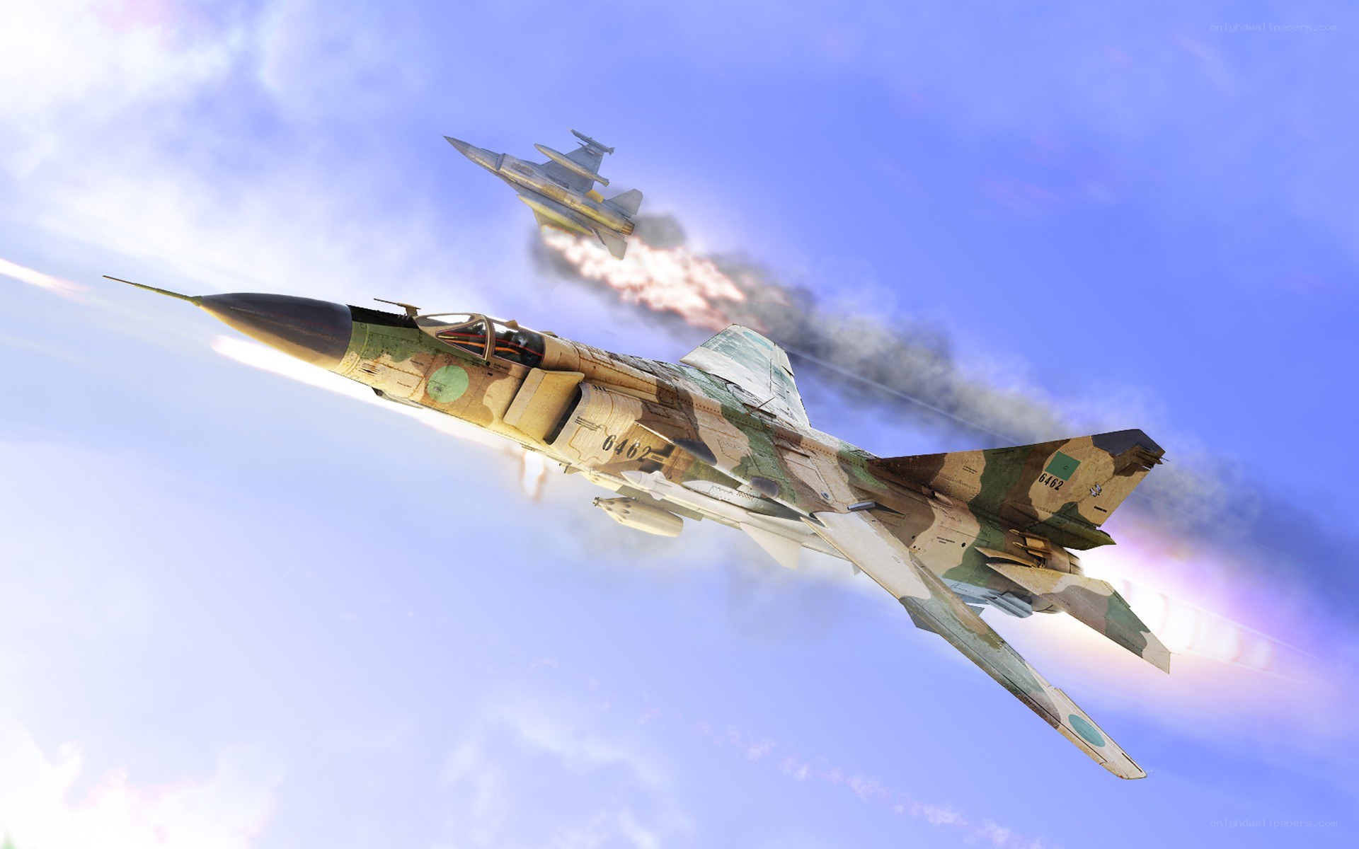 Fighter jets in aerial combat