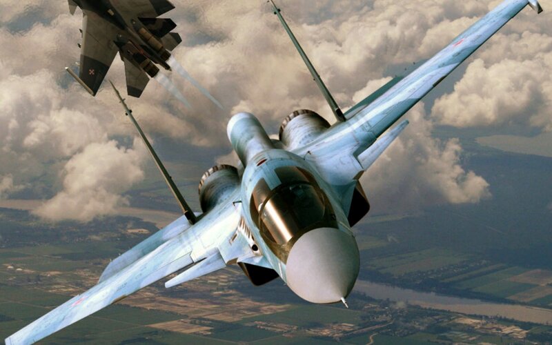 Fighter jets in aerial combat