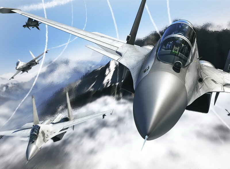 Fighter jets in aerial combat