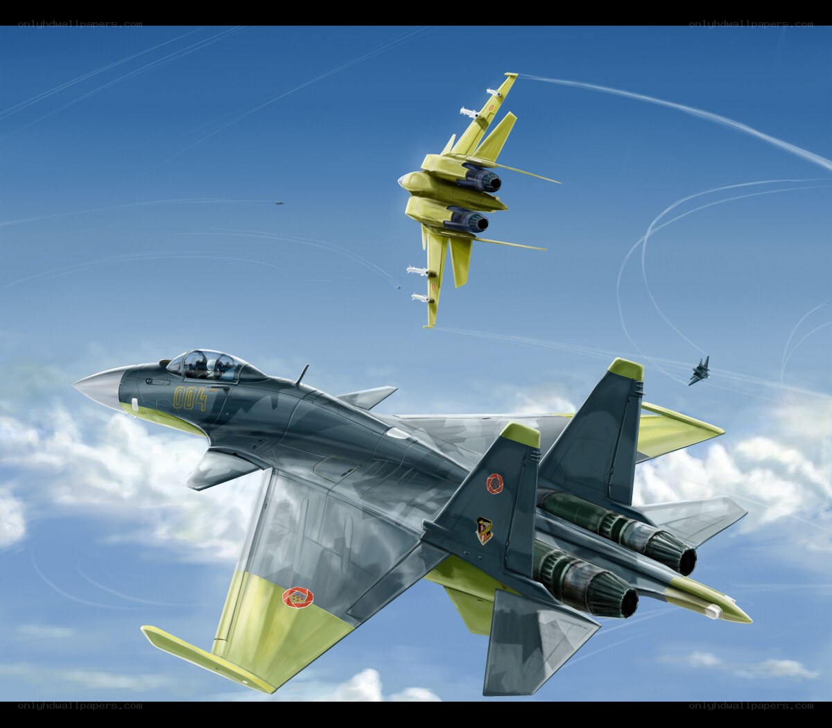 Fighter jets in aerial combat