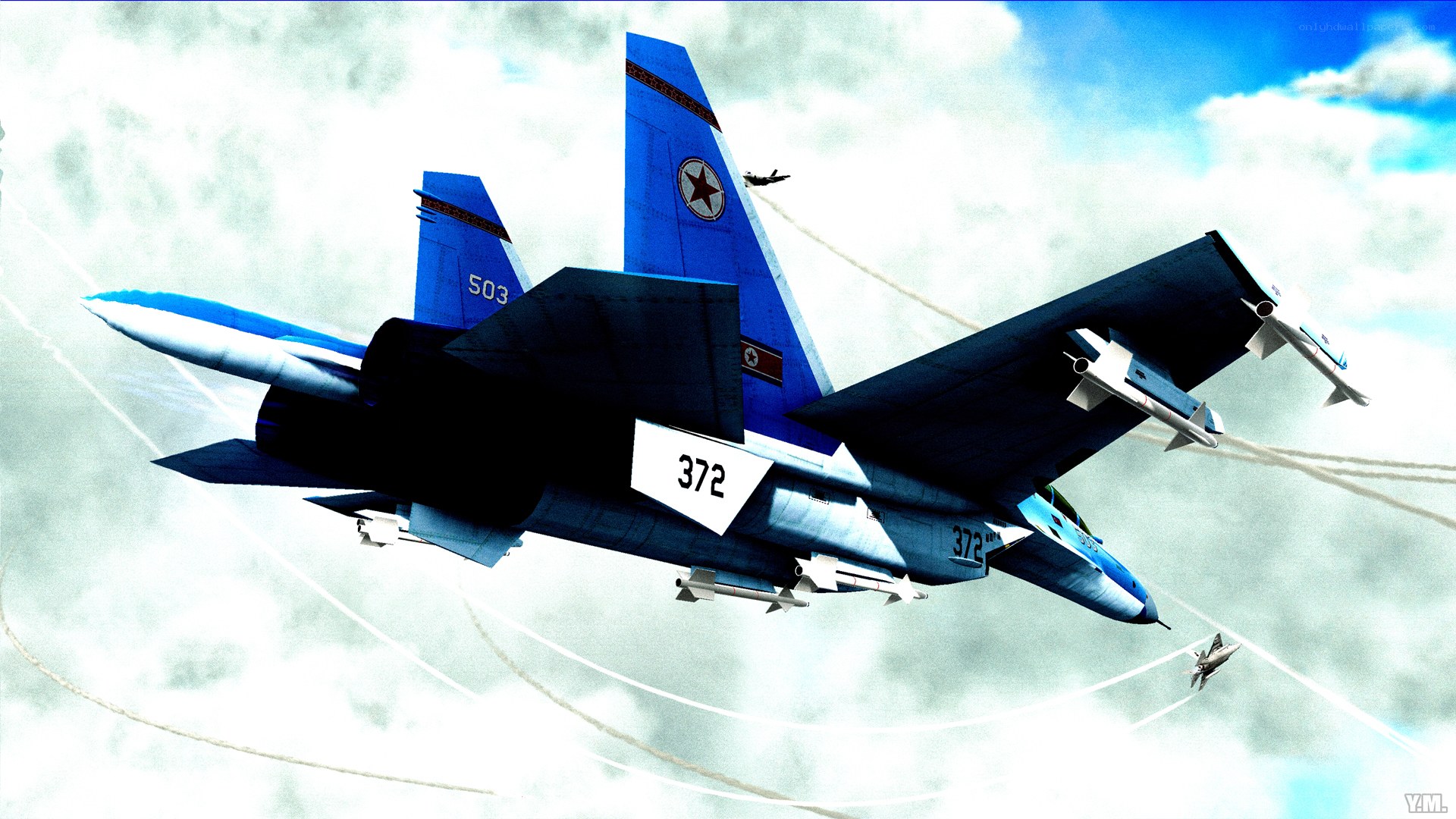 Fighter jets in aerial combat