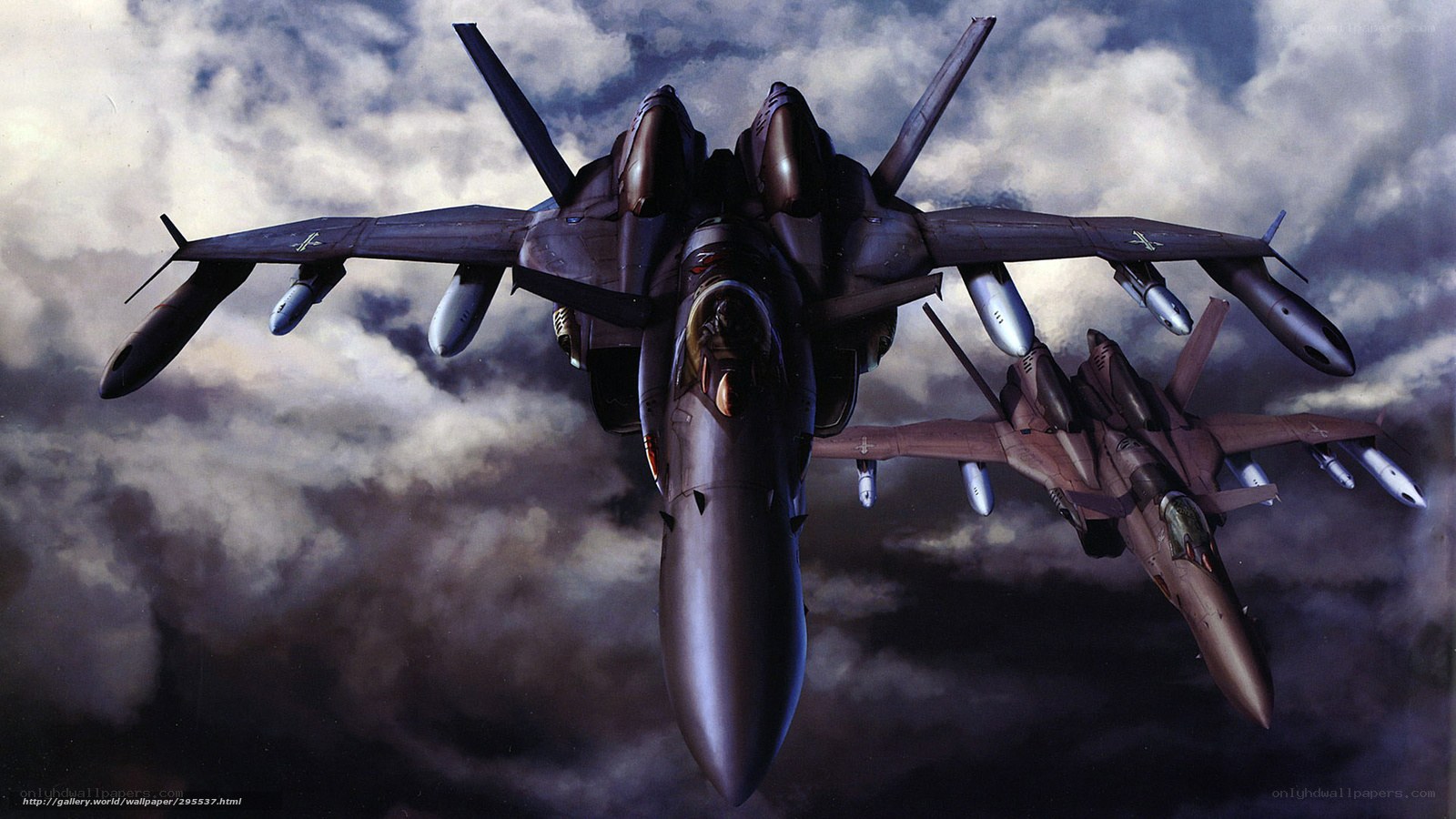 Fighter jets in cloudy sky