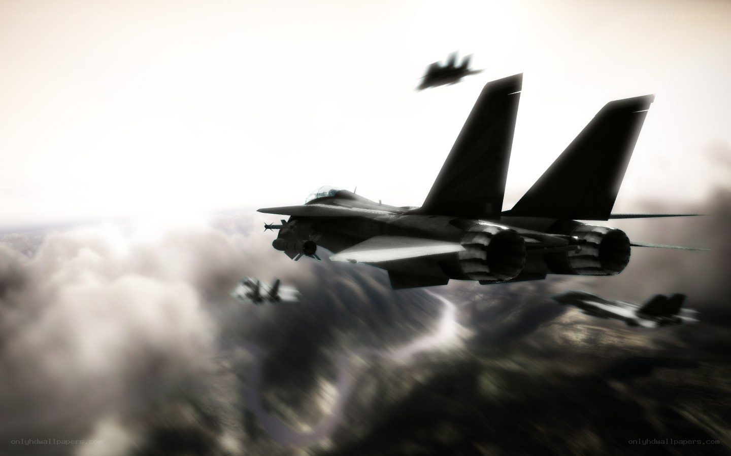 Fighter jets in combat formation