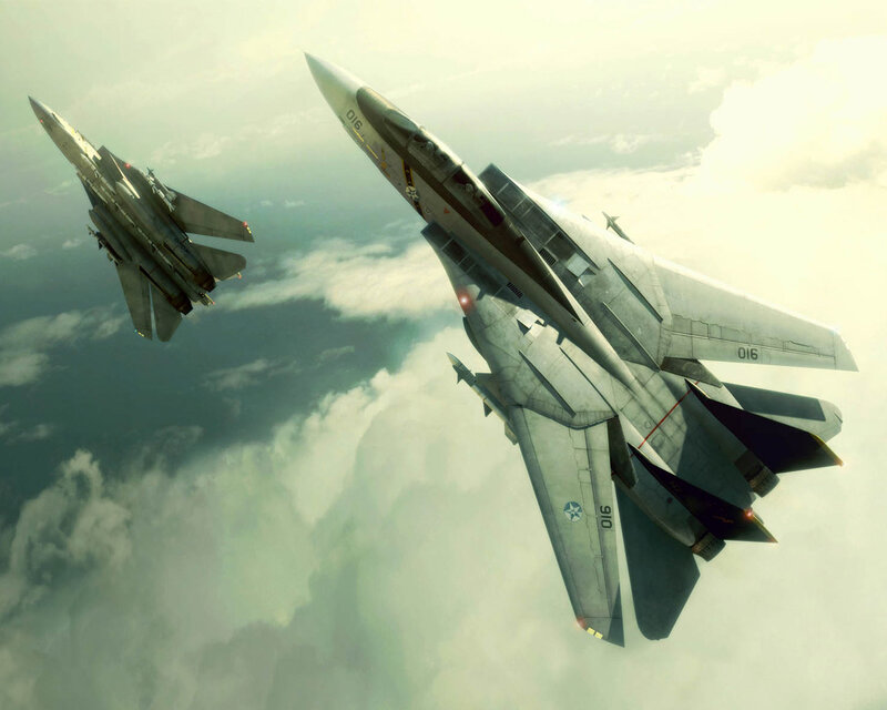 Fighter Jets in Flight — Gray, Dramatic, Afternoon, Digital Art, Aircraft