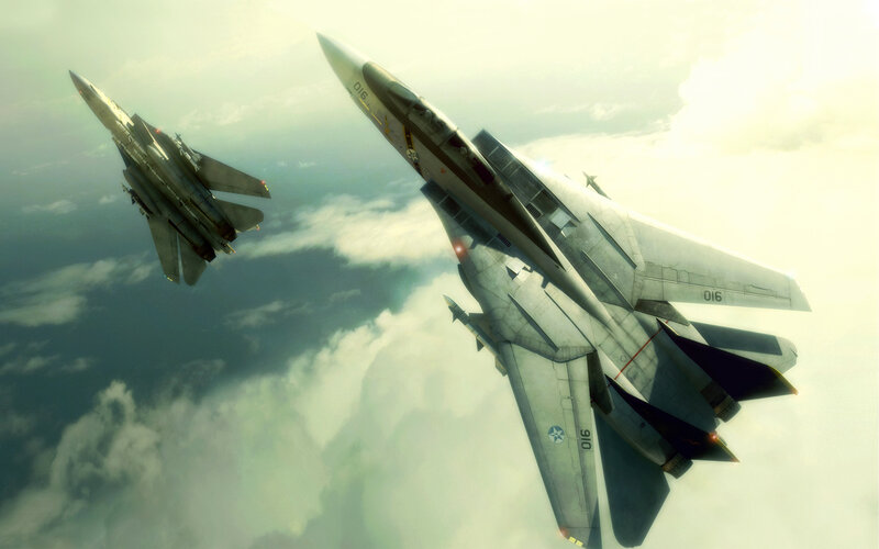 Fighter Jets in Flight — Gray, Dramatic, Afternoon, Digital Art, Clouds