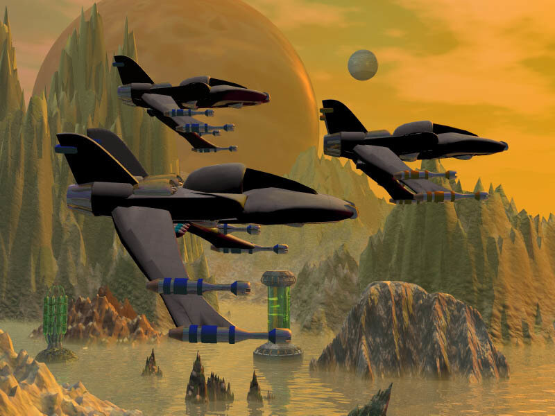 Fighter Jets in Flight — Orange, Dramatic