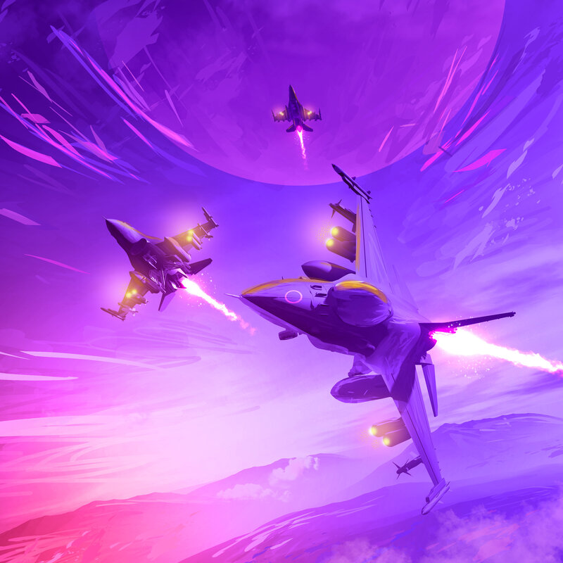 Fighter Jets in Flight — Purple