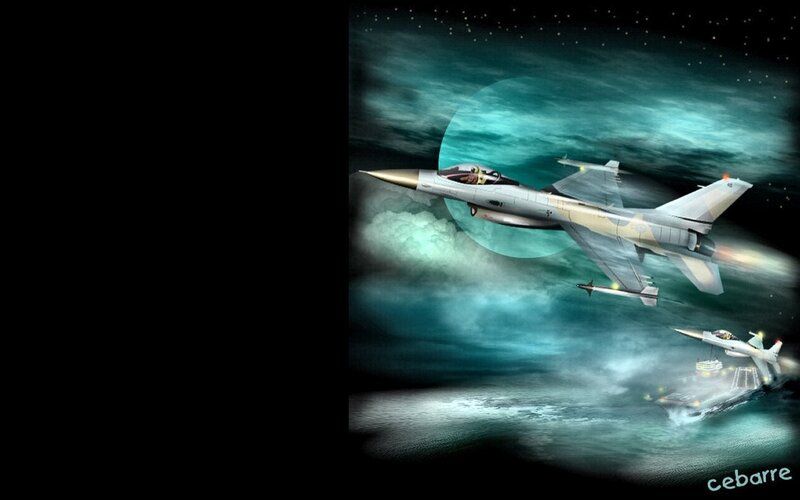 Fighter Jets in Flight — Teal