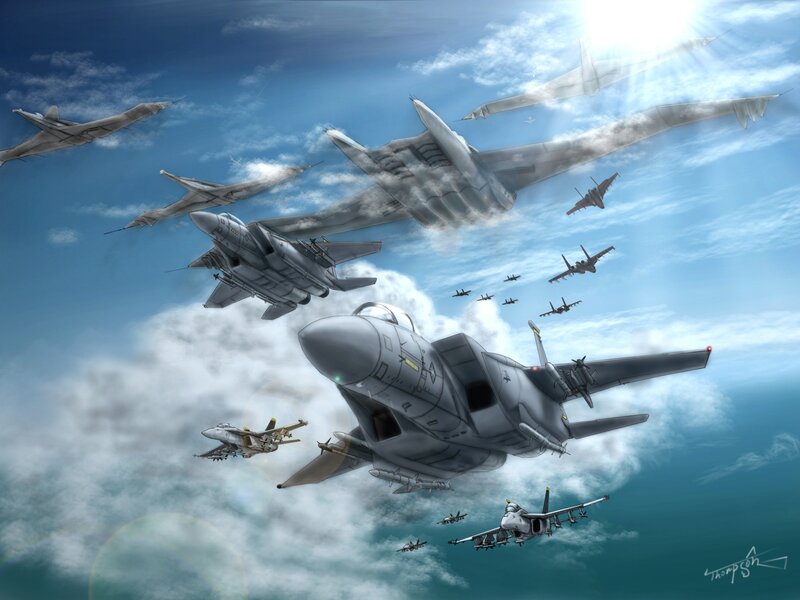 Fighter jets in formation