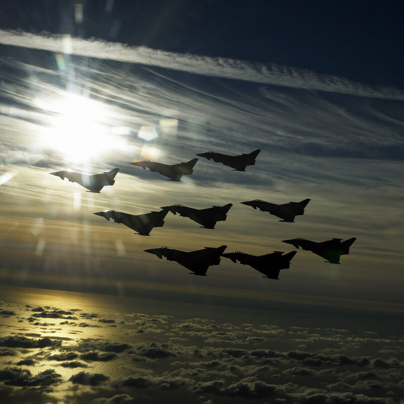Fighter Jets in Formation — Black, Dramatic