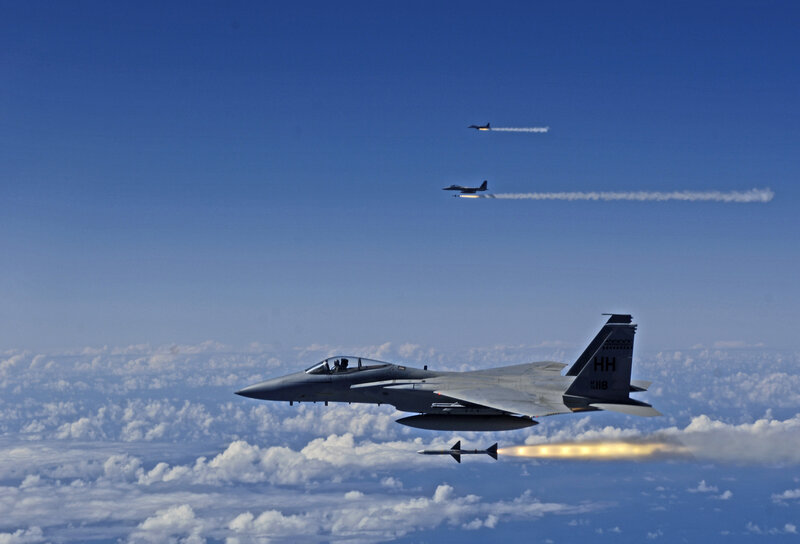 Fighter Jets in Formation — Blue, Dramatic, Afternoon, Photograph