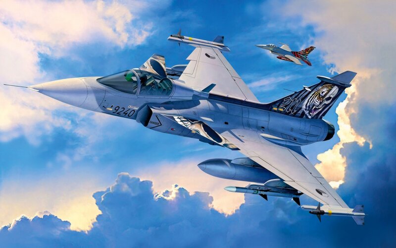 Fighter Jets in Formation — Blue, Dramatic, Afternoon