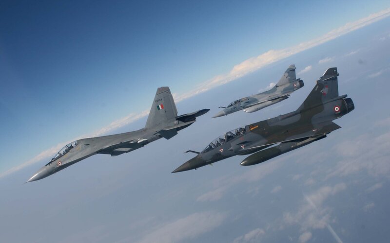 Fighter Jets in Formation — Blue, Dramatic, Photograph