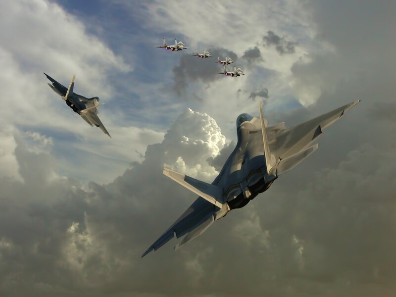 Fighter Jets in Formation — Dramatic