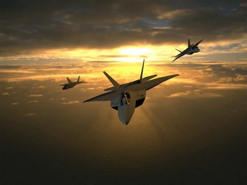 Fighter Jets in Formation — Gold, Dramatic