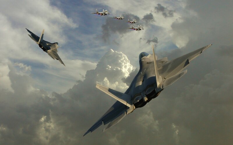 Fighter Jets in Formation — Gray, Dramatic, Afternoon, 3d Render