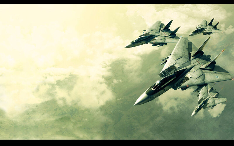 Fighter Jets in Formation — Gray, Dramatic, Afternoon, Digital Art, Clouds, Aircraft