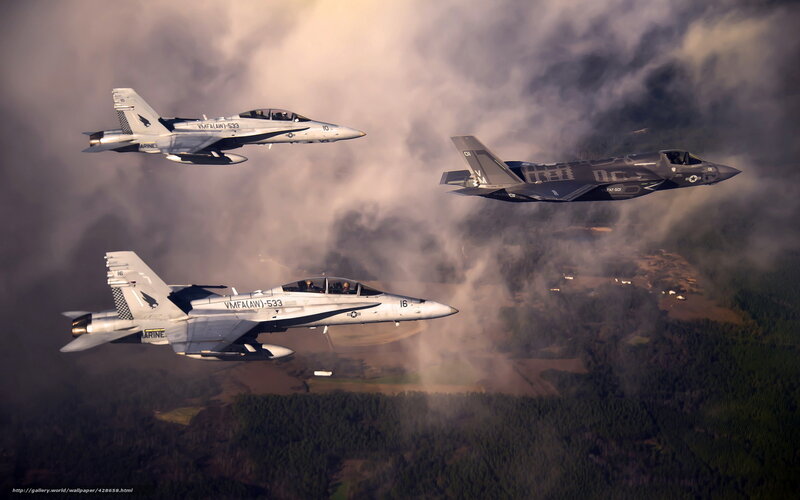 Fighter Jets in Formation — Gray, Dramatic, Afternoon, Photograph, Clouds, Forest