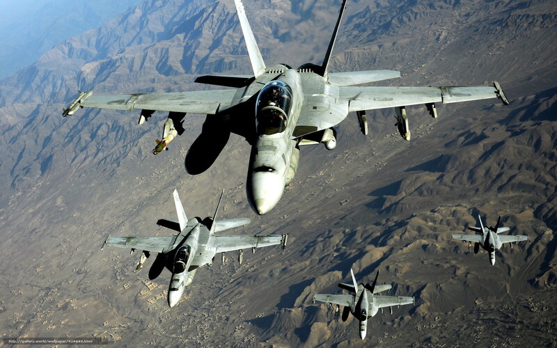 Fighter Jets in Formation — Gray, Dramatic, Afternoon, Photograph, Mountains, Aircraft