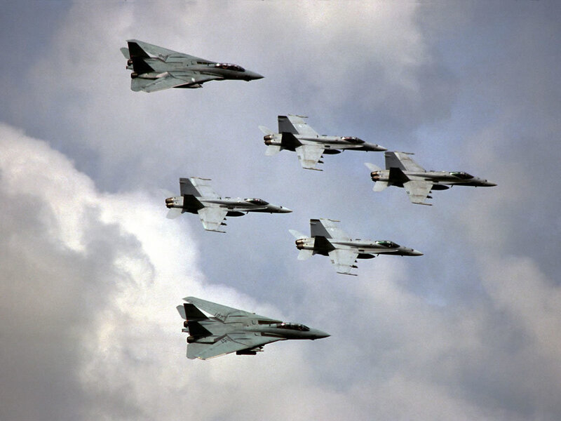 Fighter Jets in Formation — Gray, Dramatic, Photograph, Aircraft, Clouds, White