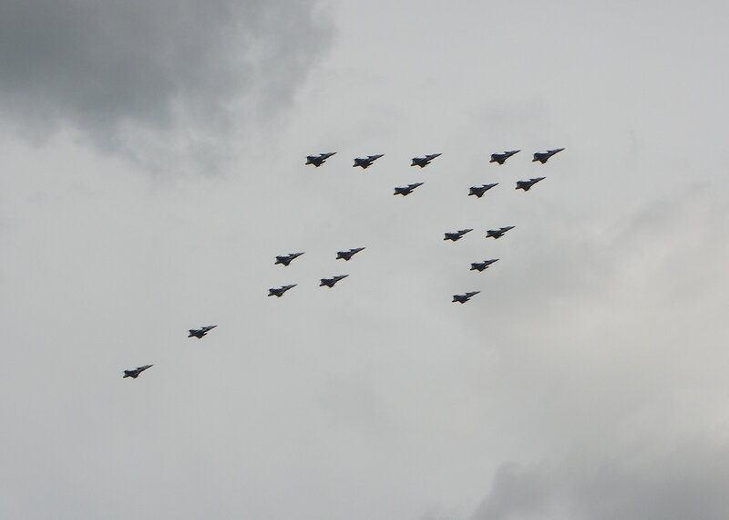 Fighter Jets in Formation — Gray, Dramatic, Photograph, Aircraft, Sky