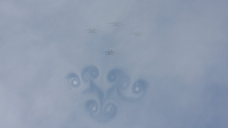 Fighter Jets in Formation — Gray, Dramatic, Photograph, Smoke Trails