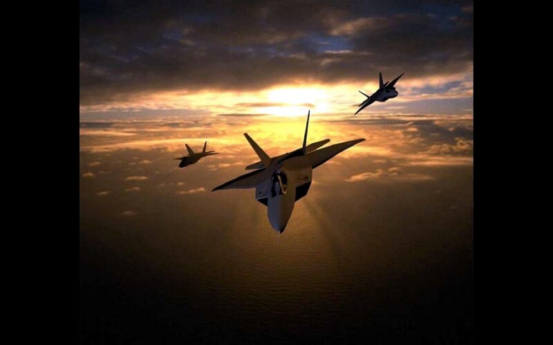 Fighter Jets in Formation — Orange