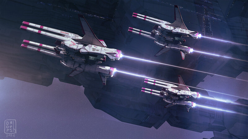 Fighter Jets in Formation — Purple, Dramatic, Night