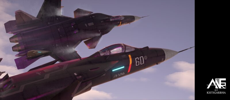 Fighter Jets in Formation — Purple, Dramatic