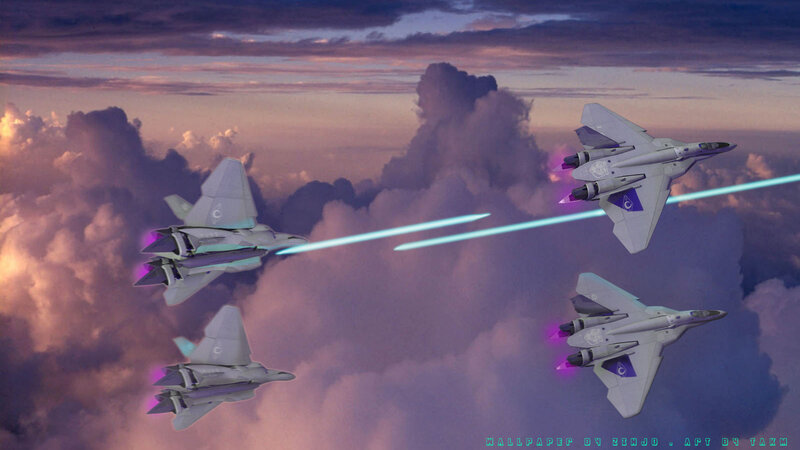 Fighter Jets in Formation — Purple