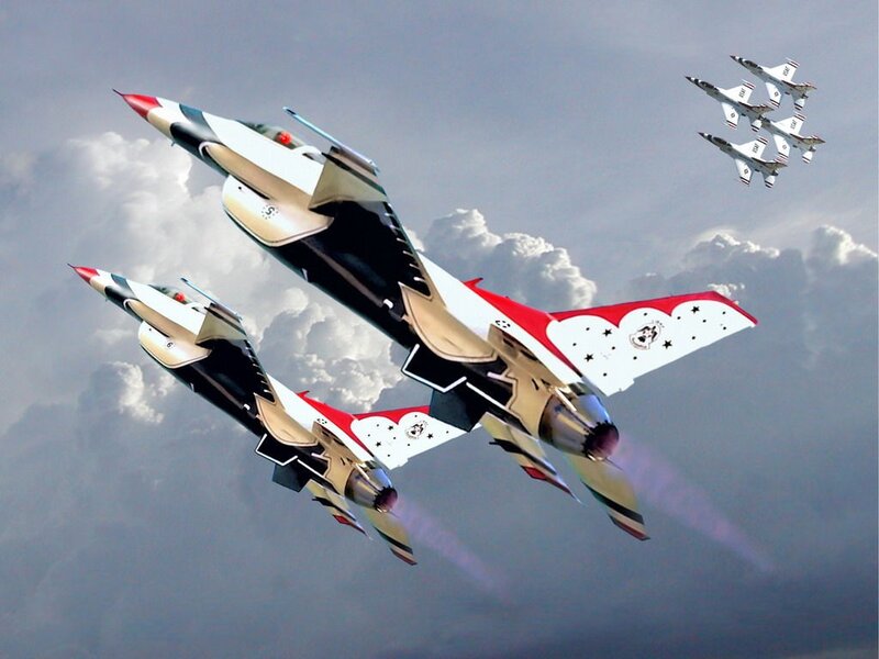 Fighter Jets in Formation — White, Dramatic, Photograph