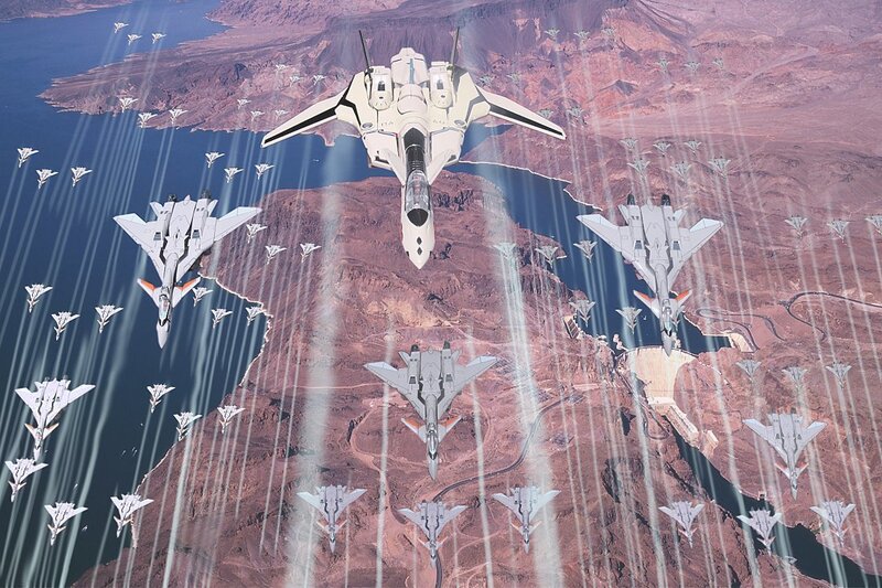 Fighter Jets in Formation — White, Dramatic