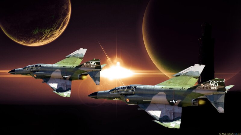 Fighter Jets in Space — Green