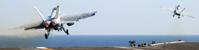 Fighter jets launching from aircraft carrier