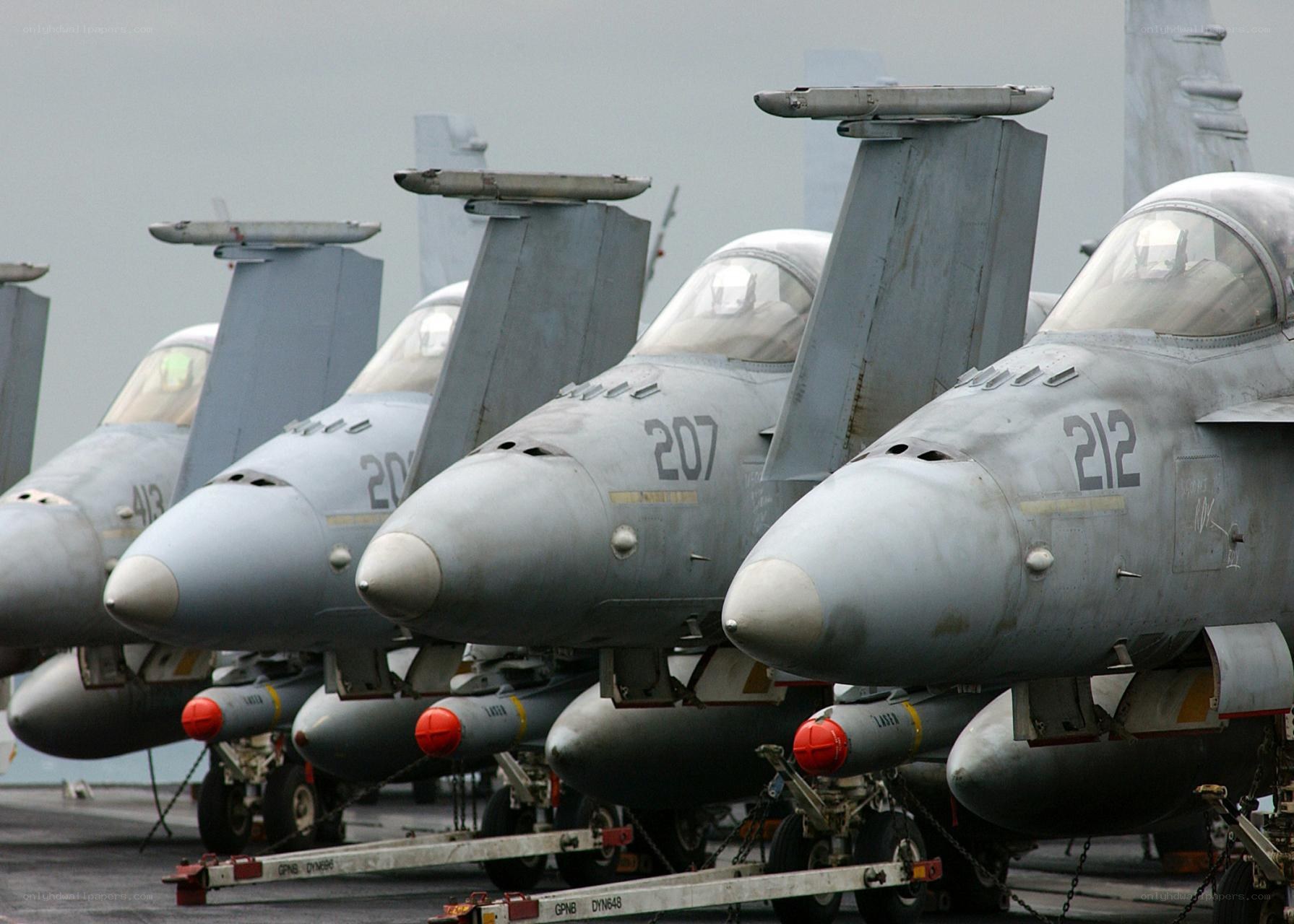 Fighter jets on aircraft carrier