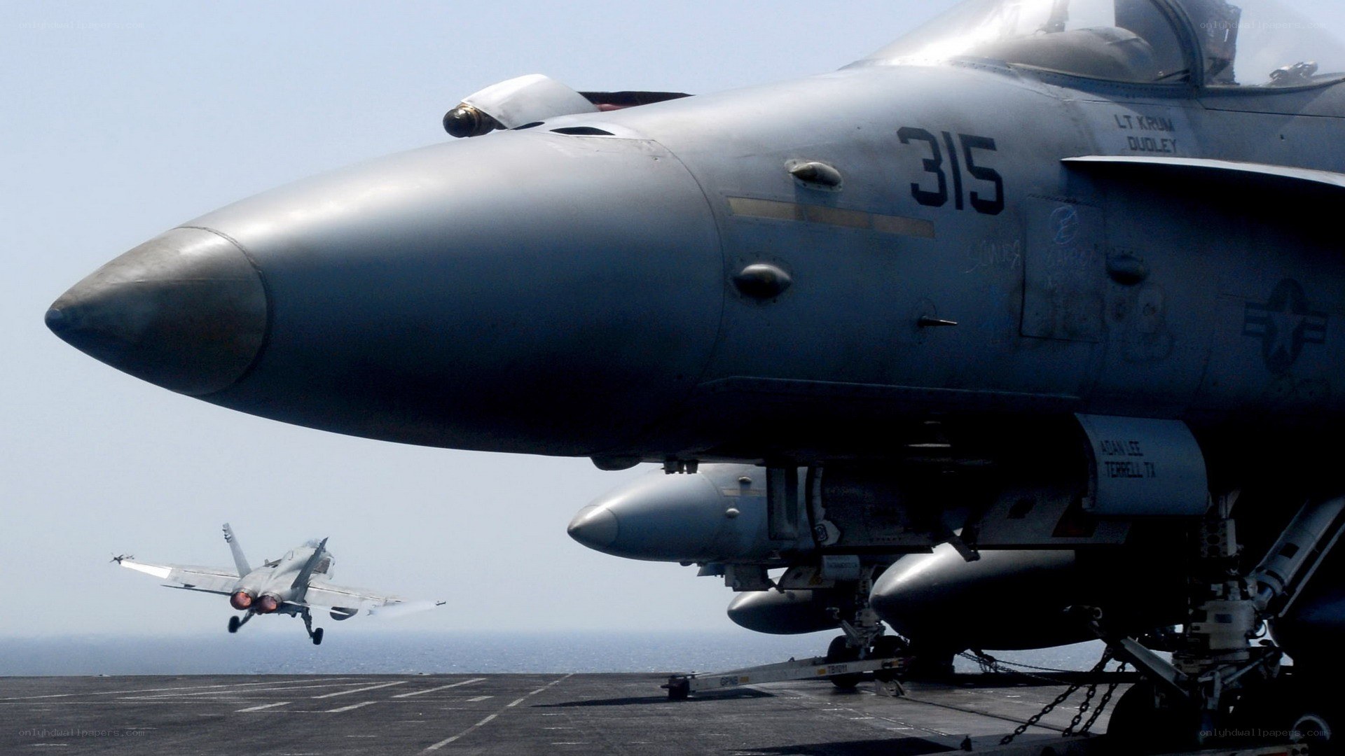 Fighter jets on aircraft carrier