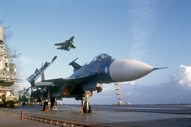 Fighter jets on aircraft carrier