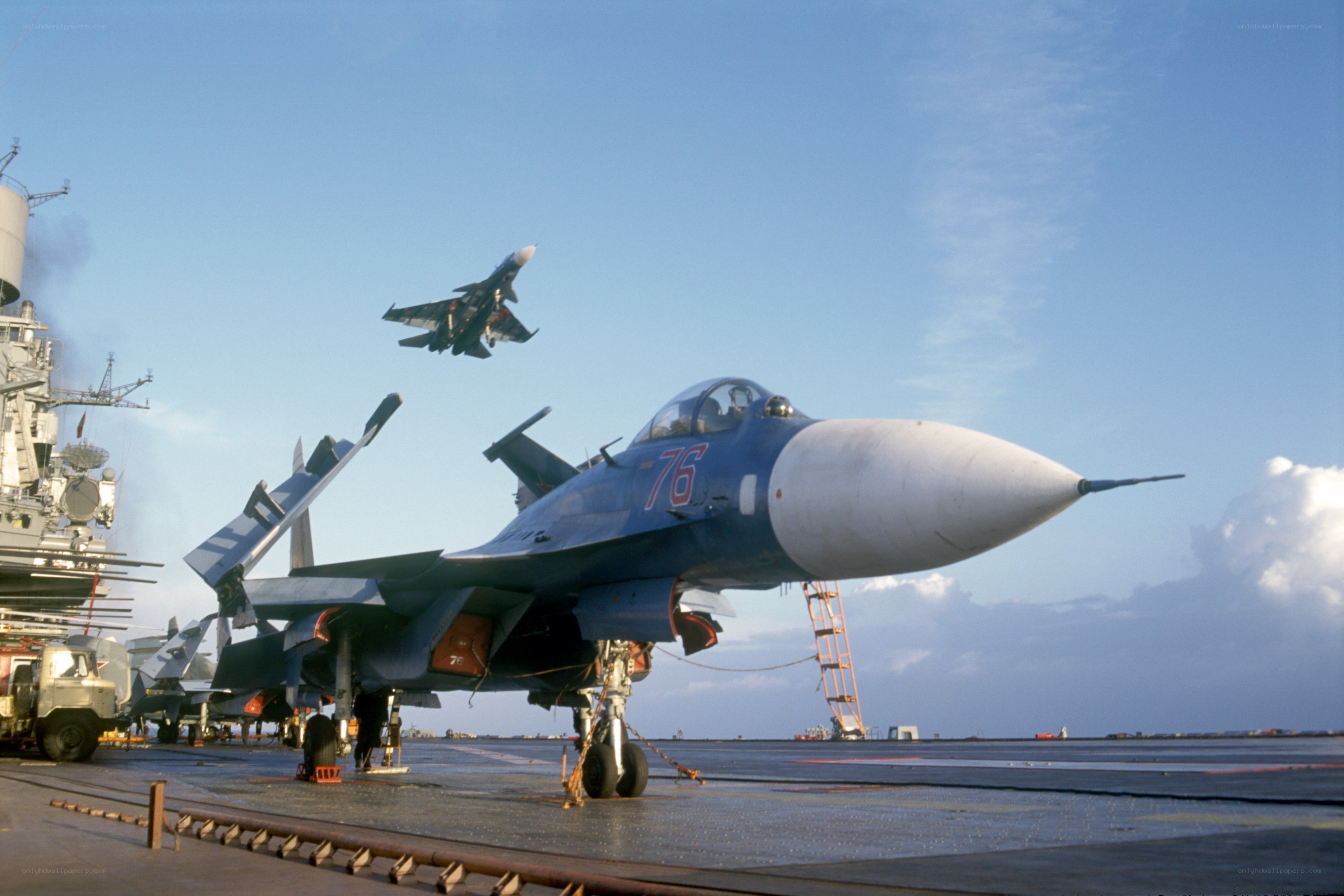 Fighter jets on aircraft carrier