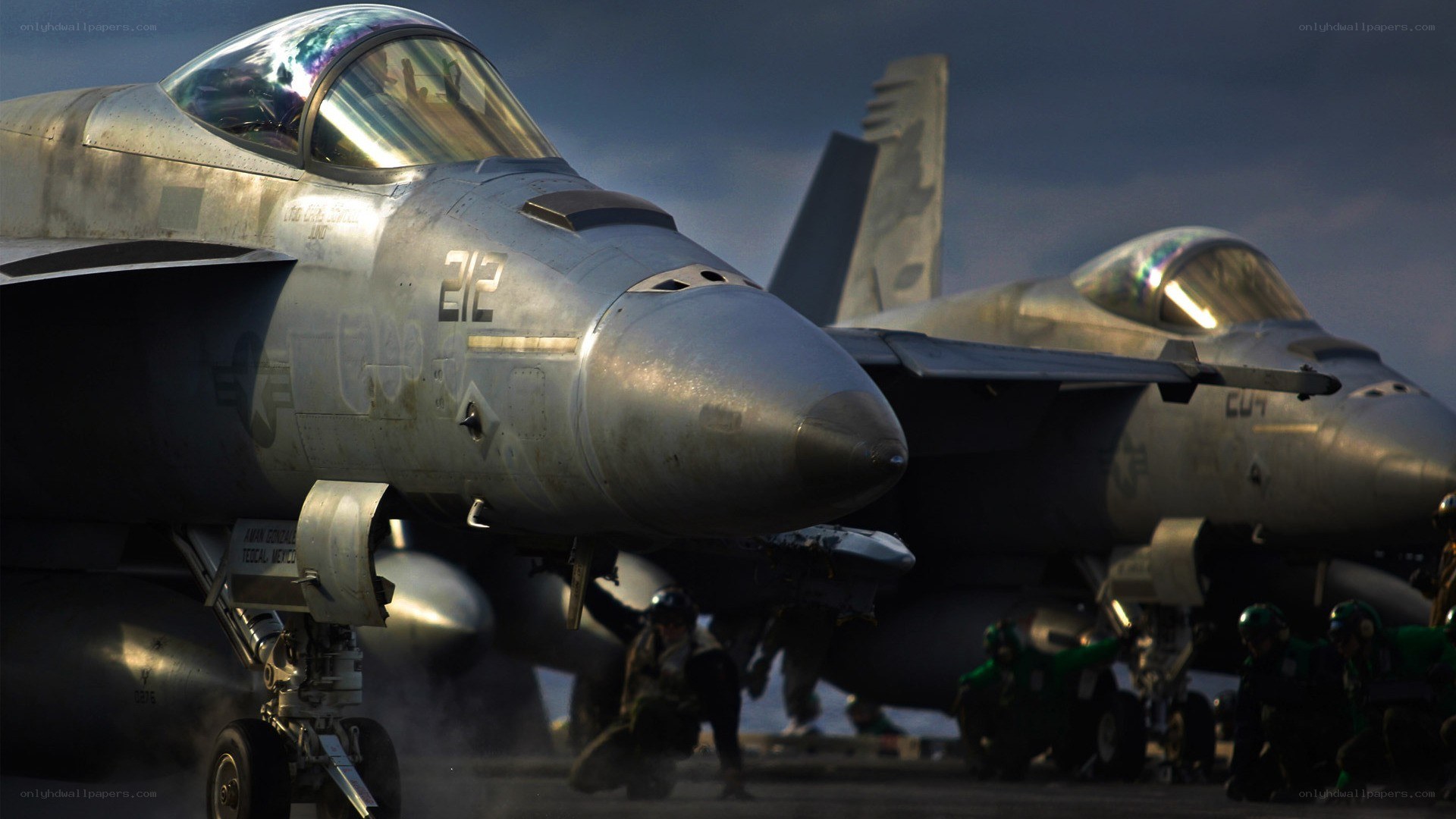 Fighter jets on aircraft carrier