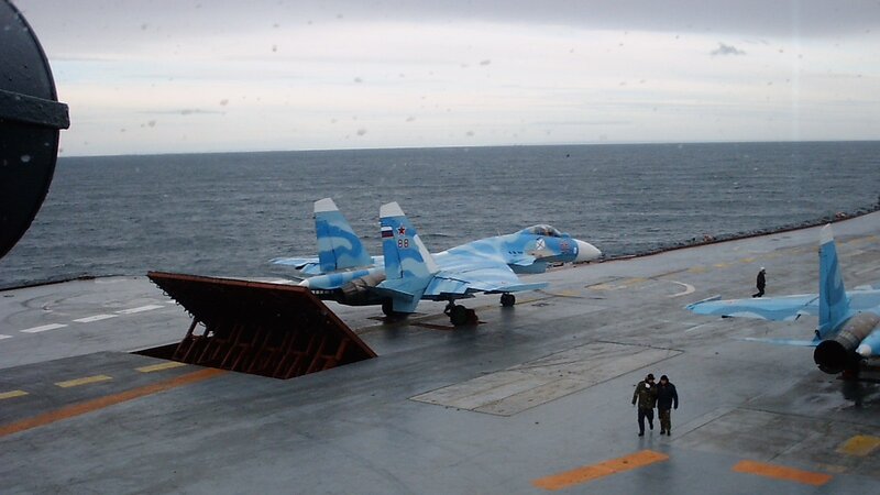 Fighter Jets on Aircraft Carrier — Blue