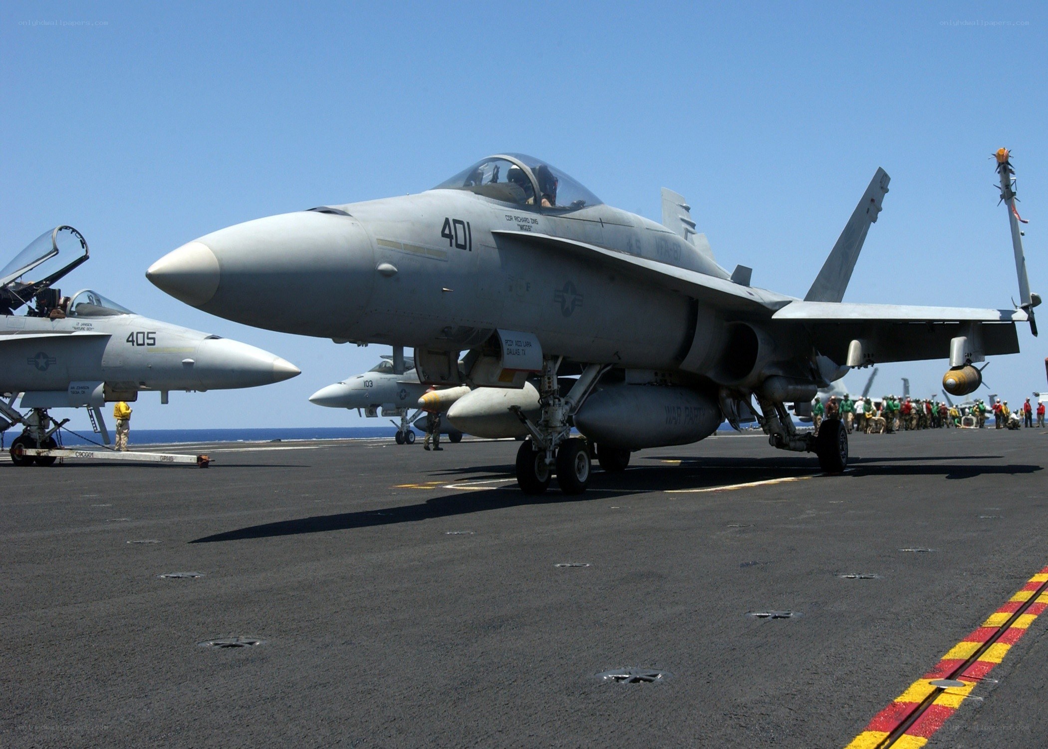 Fighter jets on aircraft carrier deck