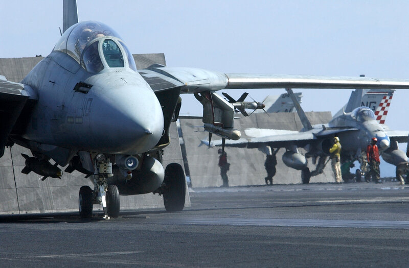 Fighter jets on aircraft carrier deck