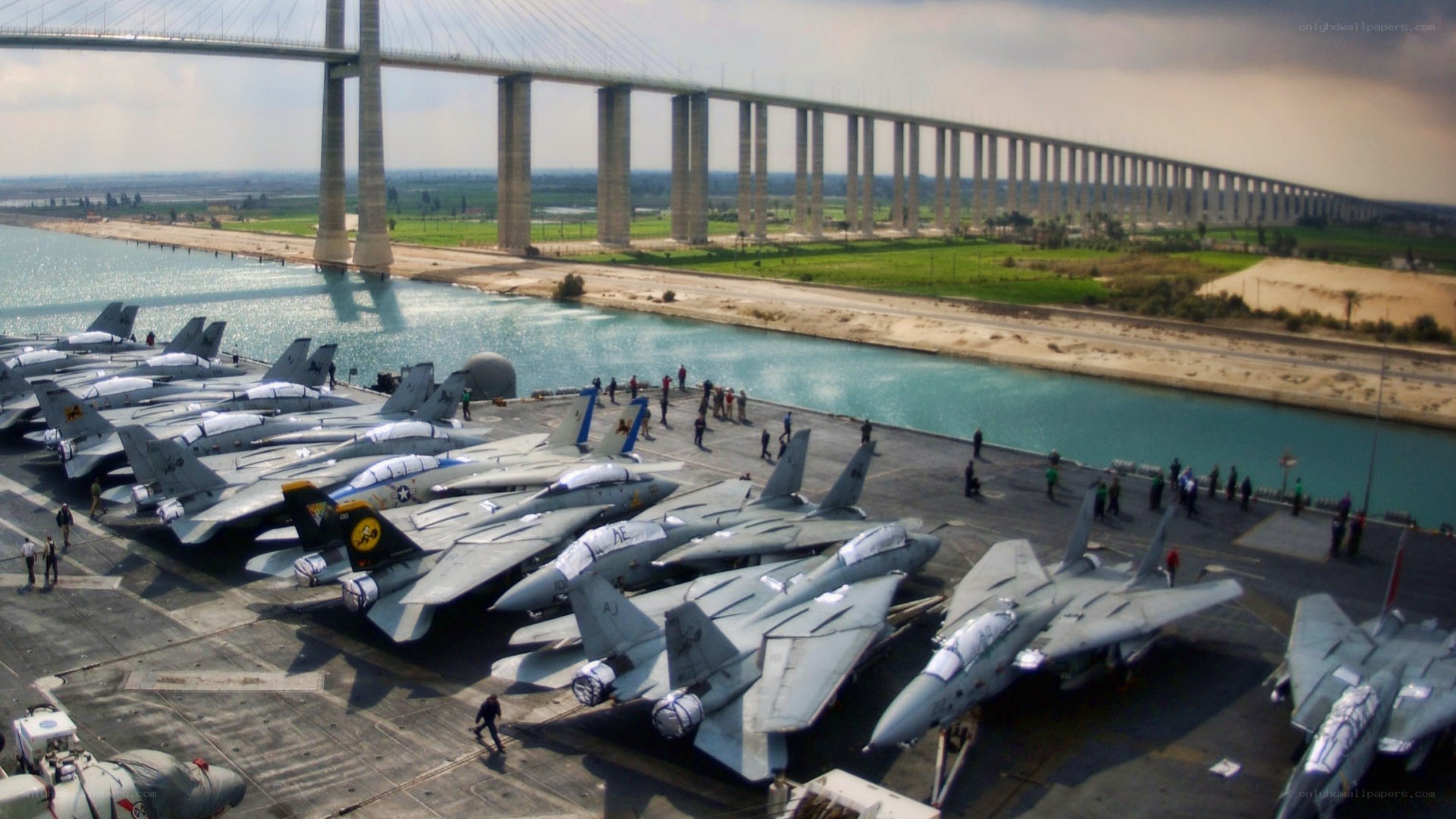 Fighter jets on aircraft carrier deck
