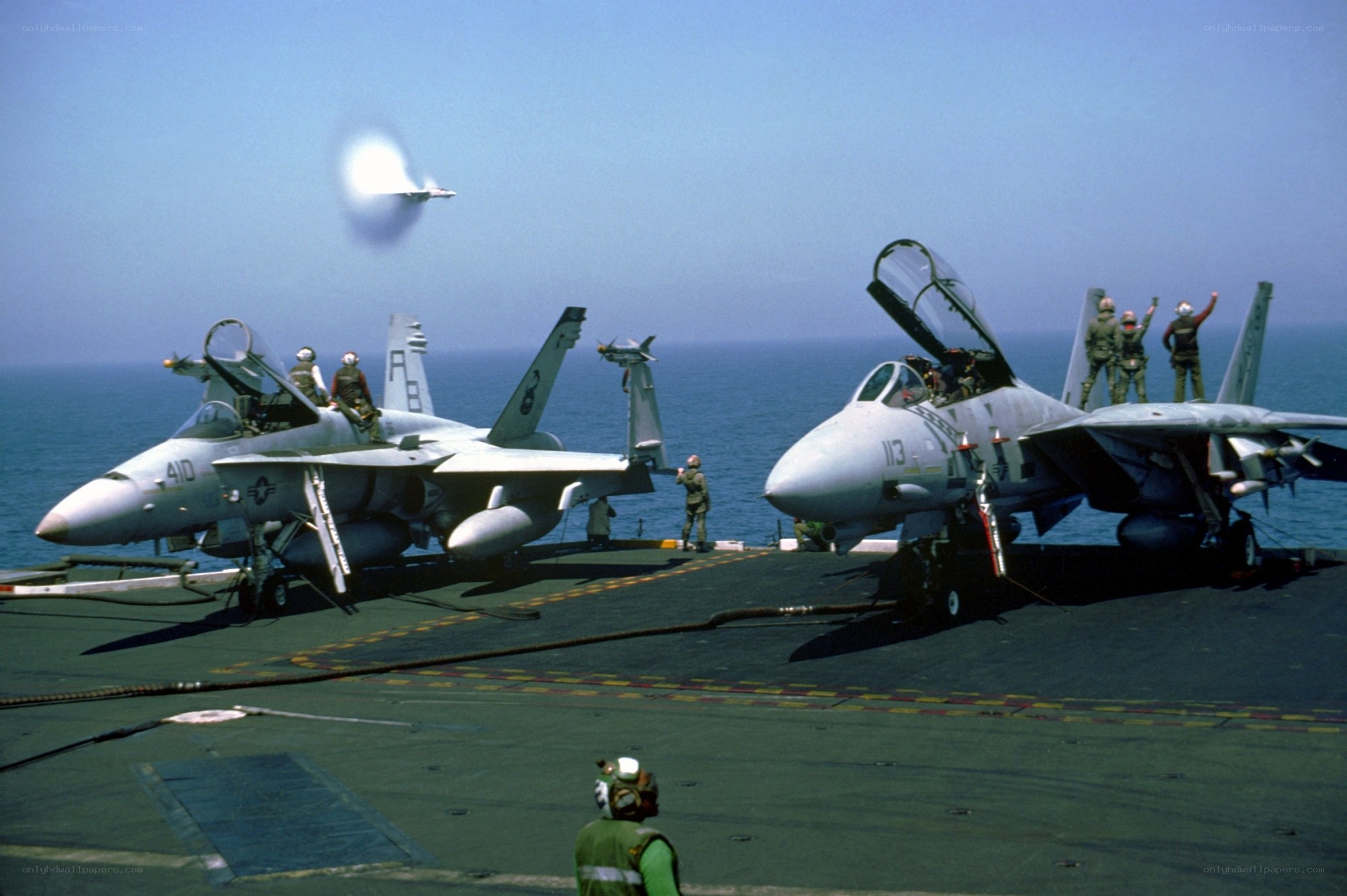 Fighter jets on aircraft carrier deck
