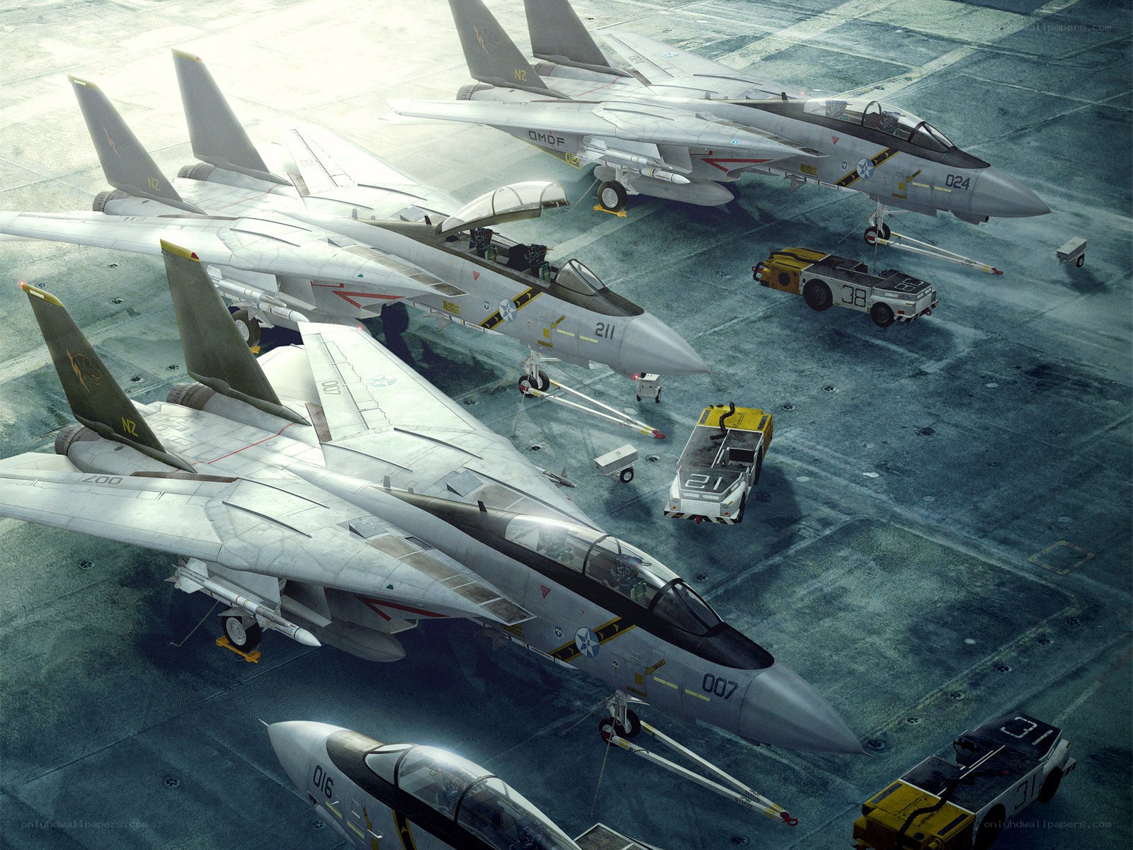 Fighter jets on aircraft carrier deck