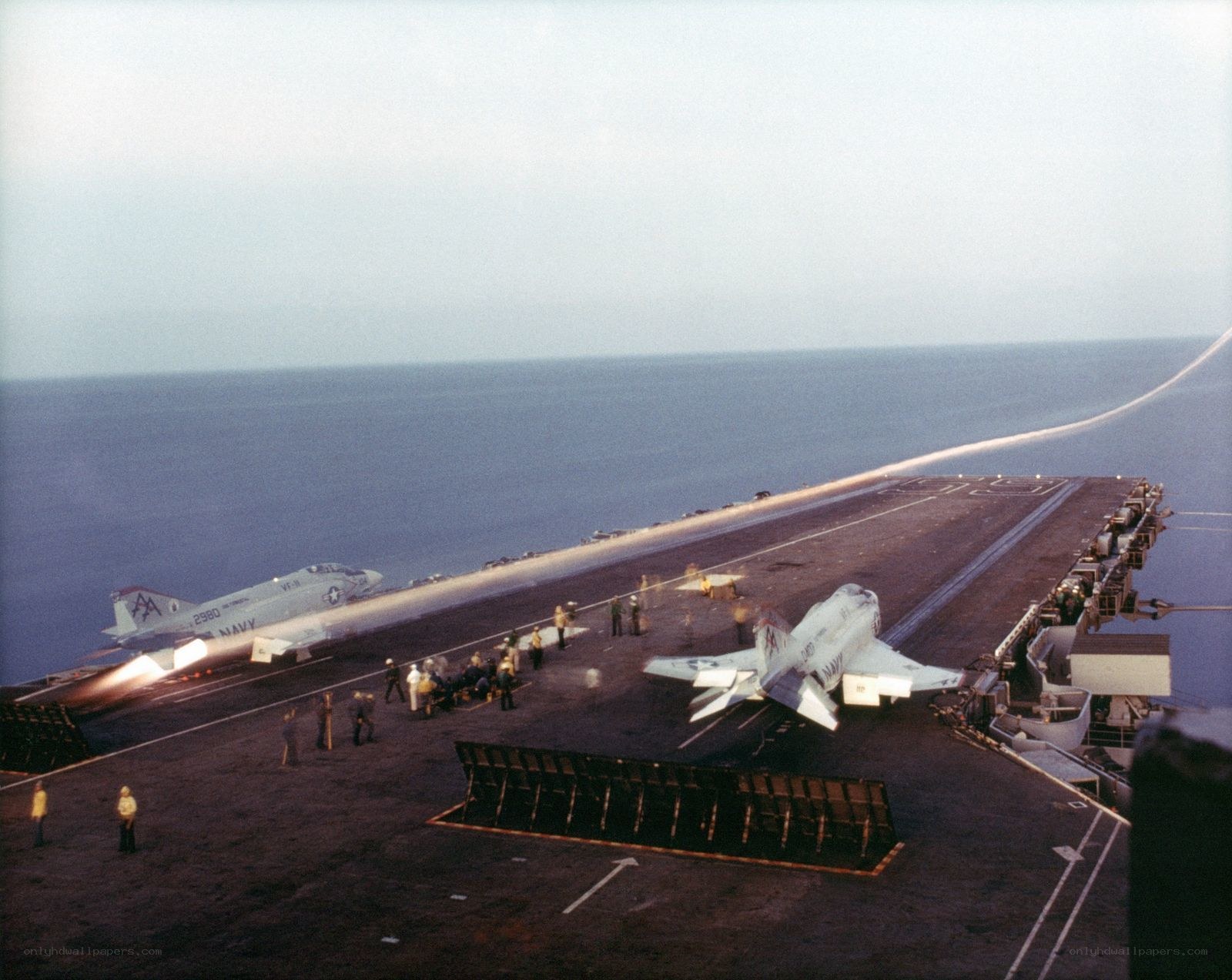 Fighter jets on aircraft carrier deck