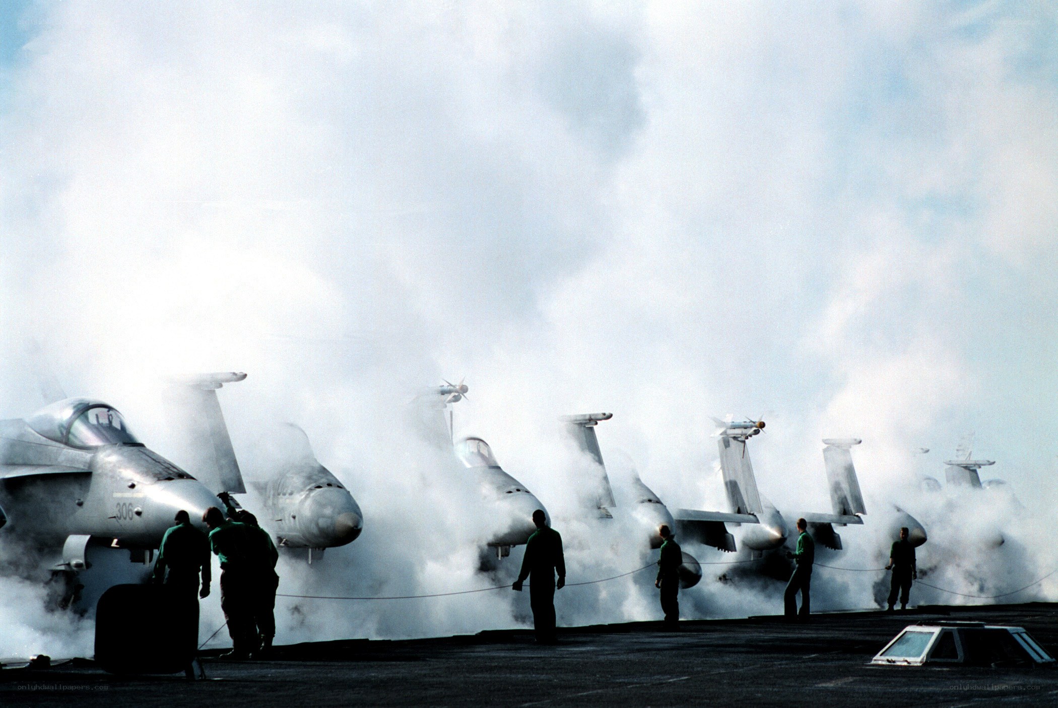 Fighter jets on aircraft carrier deck